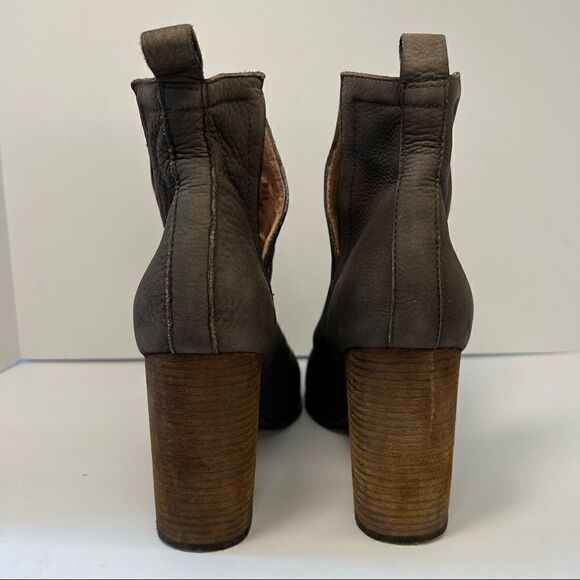 Jeffrey Campbell Oshea Leather Taupe Block Heeled Ankle Booties 10 - Picture 4 of 11